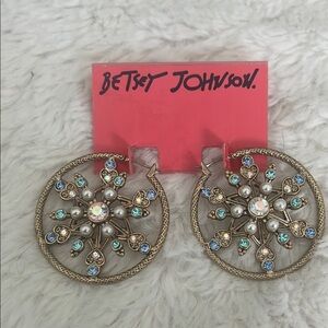 Betsey Johnson Gold and Blue Starburst Earrings